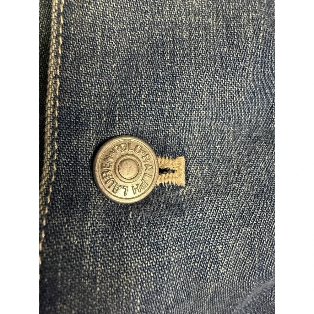 Men's Polo Ralph Lauren Sport Denim Blue Jean Chore Jacket Size Large Vintage 90 - Picture 6 of 8
